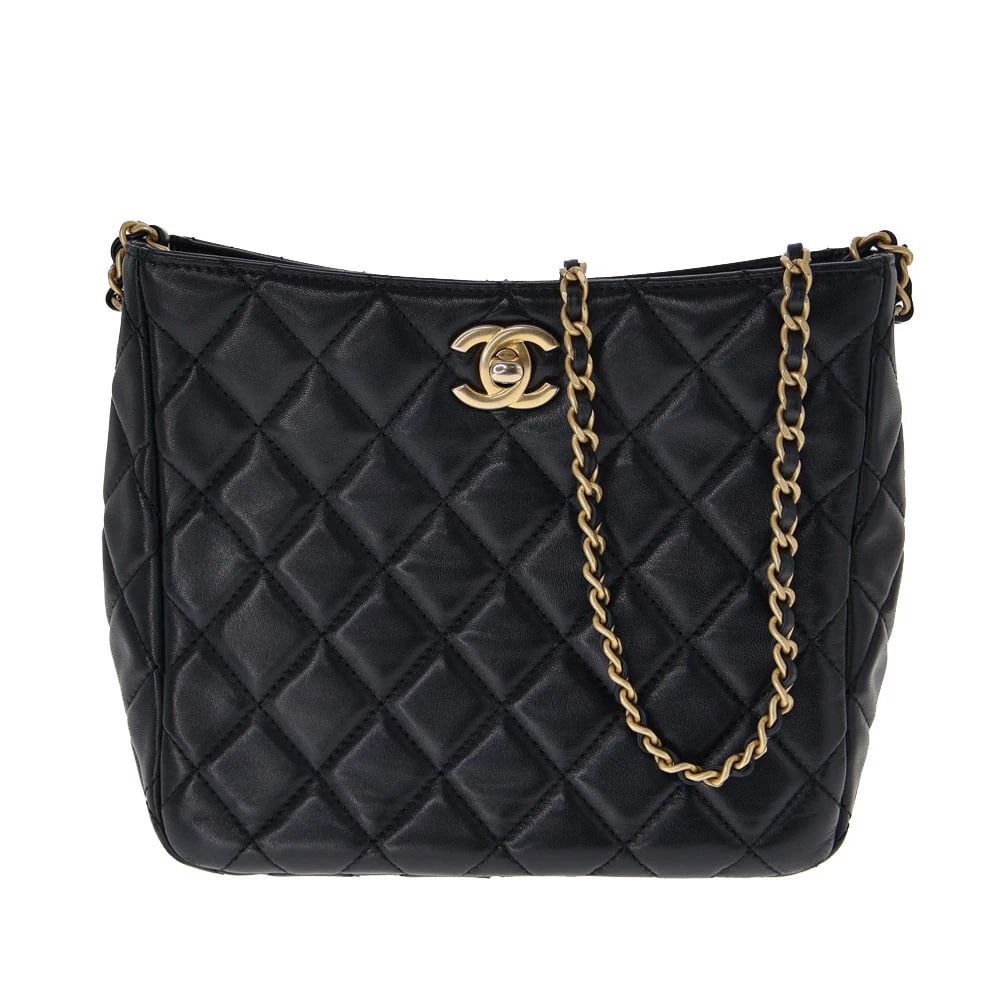 CHANEL SMALL HOBO BAG LAMBSKIN: Chanel Small Hobo Bag Lambskin Brand: CHANEL Type: Handbag Material: lambskin Color: Black Size: W19cm x H16cm x D9cm Accessories: None Accessories Notice: When purchasing pre-owned goods,