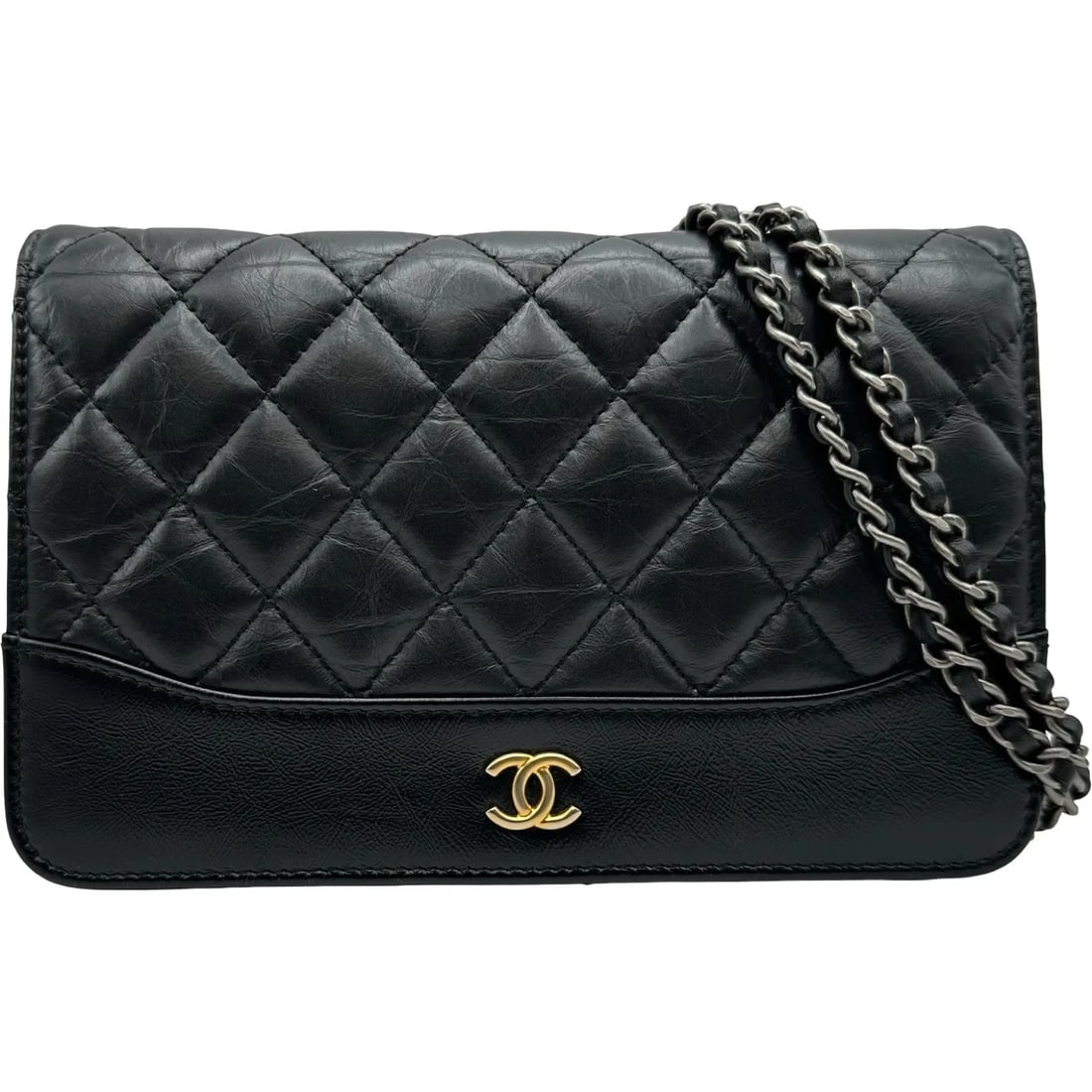 CHANEL GABRIELLE DE CHAIN WALLET BLACK / GOLD LAMBSKIN SHOULDER BAG: CHANEL Gabrielle De Chain Wallet Black / Gold Lambskin Shoulder Bag Brand: Chanel Type: Shoulder Bag Material: Lambskin Color: Black / Gold Size: W19cm x H12.5cm x D4.5cm Accessories: None