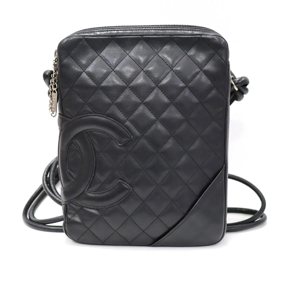 CHANEL CAMBON LINE MEDIUM POCHETTE CALFSKIN BLACK SHOULDER BAG: Chanel Cambon Line Medium Pochette Calfskin Black Shoulder Bag Brand: CHANEL Type: Handbag Material: calfskin Color: black Size: W20cm x H26cm x D3cm Accessories: None Accessories Notice: