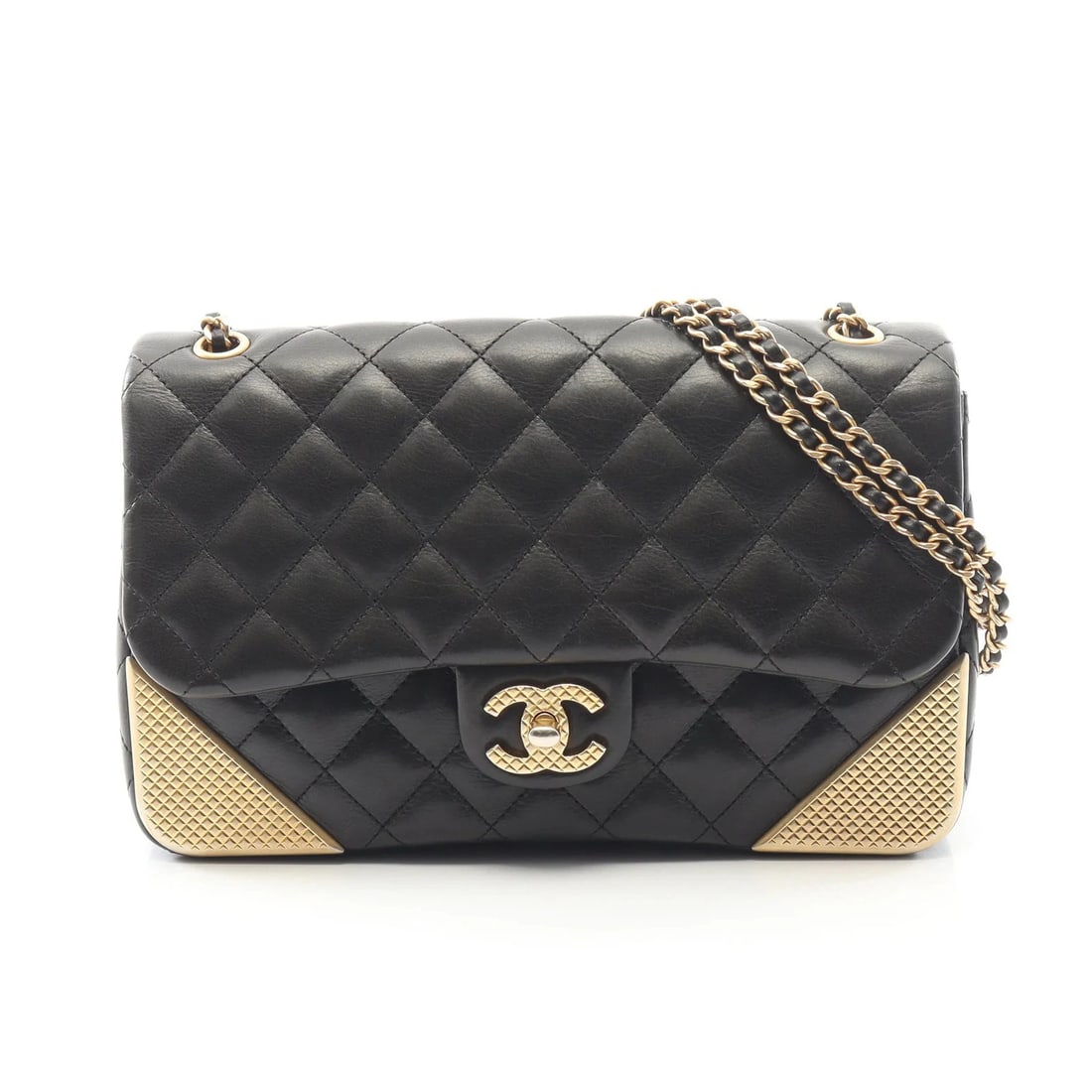 CHANEL MATELASSE SHOULDER BAG BLACK LAMBSKIN LEATHER: Chanel Matelasse Shoulder Bag Black Lambskin Leather Brand: Chanel Type: Shoulder Bag Material: Lambskin Leather Color: Black Size: W24cm x H15cm x D6cm Accessories: None Accessories Notic