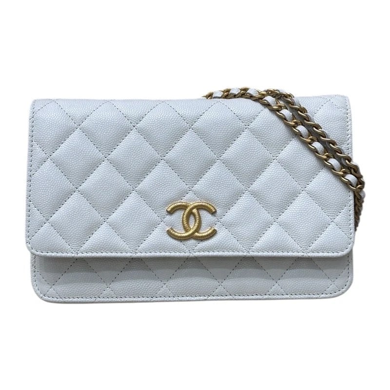 CHANEL MATELASSÉ CHAIN WALLET WHITE CAVIAR LEATHER SHOULDER BAG: CHANEL Matelassé Chain Wallet White Caviar Leather Shoulder Bag Brand: Chanel Type: Shoulder Bag Material: Caviar Leather Color: White Size: W19cm x H12cm x D4cm Accessories: None Accessor