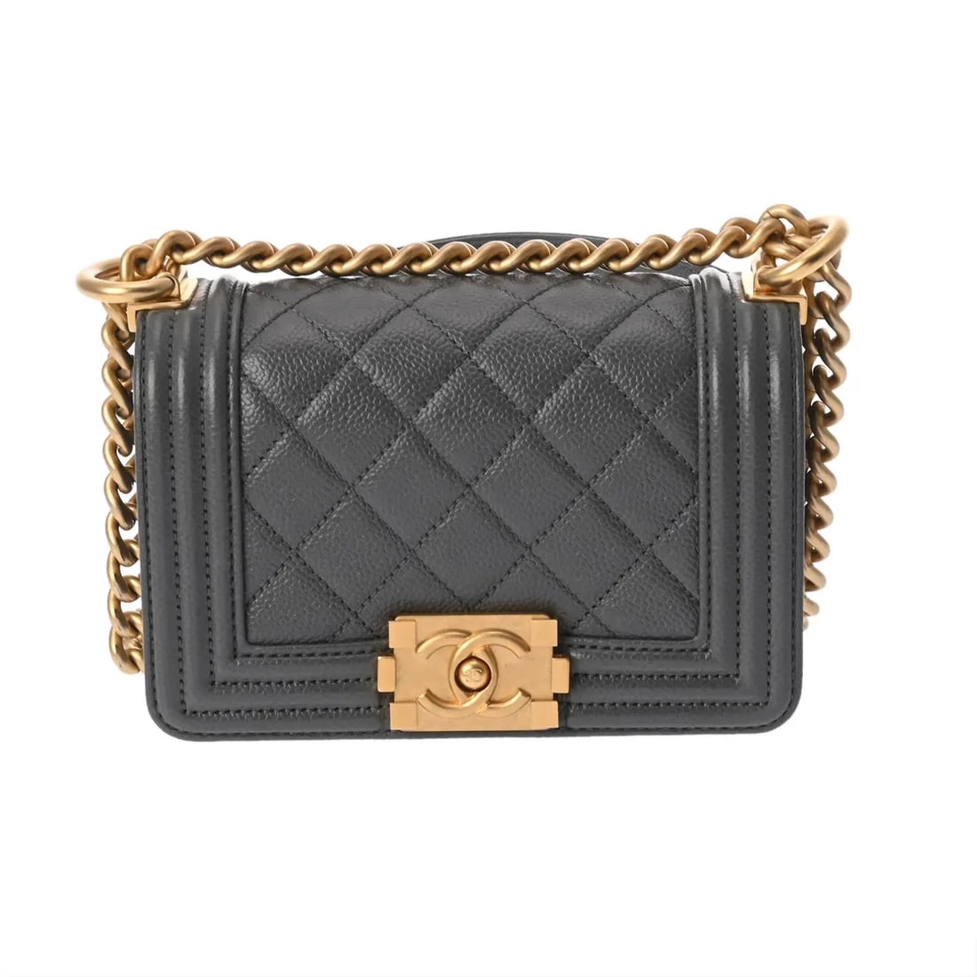 CHANEL CM SHOULDER BAG GRAINED CALFSKIN GOLD, GRAY: Chanel cm Shoulder Bag Grained Calfskin Gold, Gray Brand: Chanel Type: Shoulder Bag Material: Grained Calfskin Color: Gold, Gray Size: W 15cm / H 10cm / D 5.5cm Accessories: None Accessori