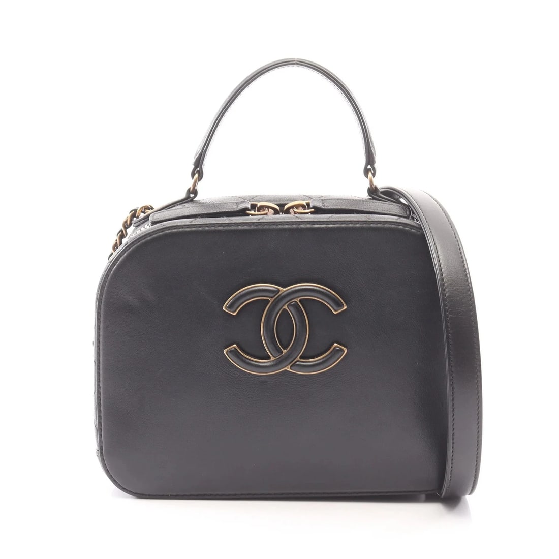 CHANEL COCO MARK 2WAY SHOULDER BAG BLACK LAMBSKIN LEATHER: Chanel Coco Mark 2WAY Shoulder Bag Black Lambskin Leather Brand: Chanel Type: Shoulder Bag Material: Lambskin Leather Color: Black Size: W18cm x H14cm x D7.5cm Accessories: None Accessorie