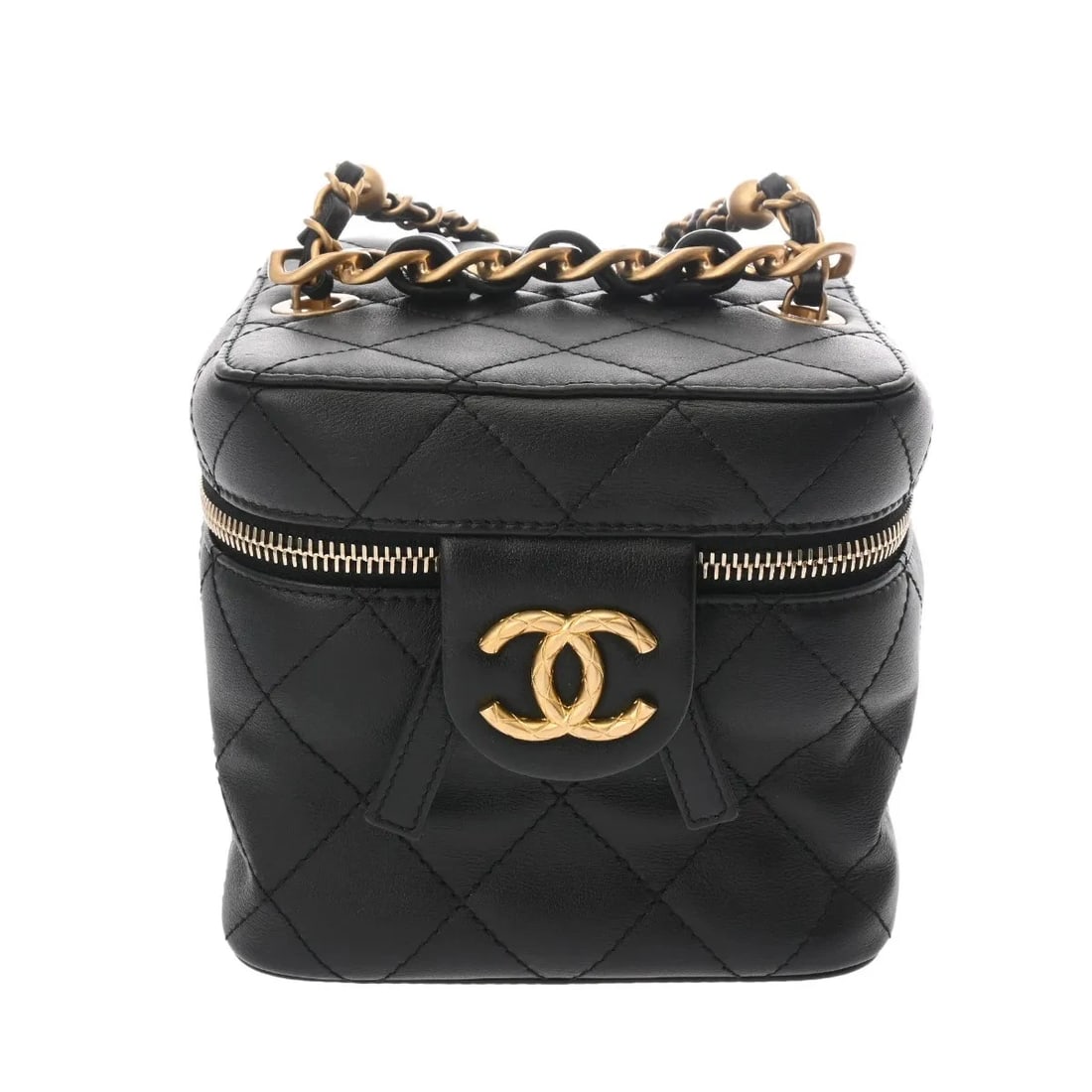 CHANEL HANDBAG HANDBAG CALFSKIN BLACK, GOLD: Chanel Handbag Handbag Calfskin Black, Gold Brand: Chanel Type: Handbag Material: Calfskin Color: Black, Gold Size: W 14cm / H 13cm / D 14cm Accessories: None Accessories Notice: When purc