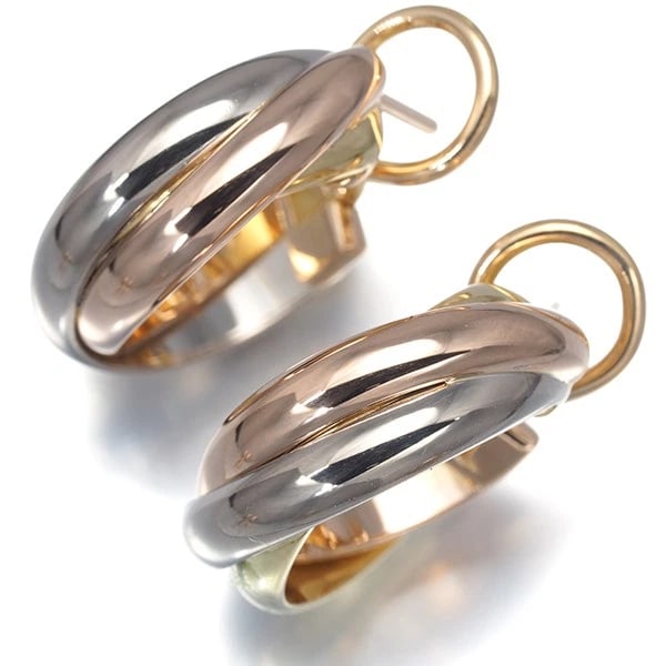 CARTIER EARRINGS TRINITY 3COLOR HOOP 18K: Cartier Earrings Trinity 3color Hoop 18K Brand: Cartier Type: Earrings Material: 18K / 750 / Yellow Gold 18K / 750 / White Gold 18K / 750 / Rose Gold, Color: YG,WG,RG Size: Design size: length 19.4 x 