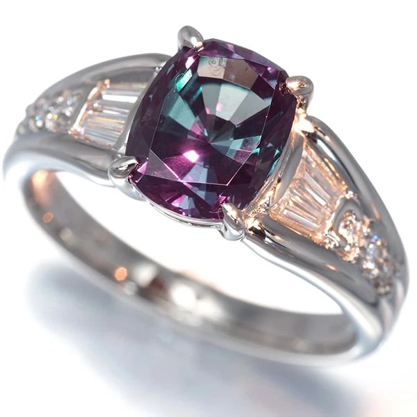 CRESCENT VERT RING LAB-CREATED ALEXANDRITE - 2