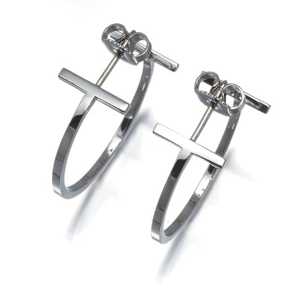 TIFFANY&CO. EARRINGS WIRE MEDIUM HOOP: Tiffany&Co. Earrings Wire Medium Hoop Brand: Tiffany & Co. Type: Earrings Material: 18K / 750 / White Gold, Color: white gold Size: Design size: length 23.0 x width 23.4 x thickness 10.4mm Accesso