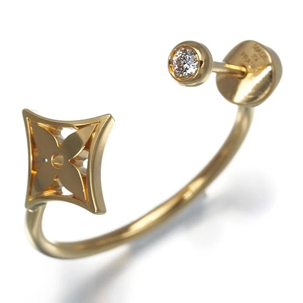 LOUIS VUITTON SINGLE EARRING DIAMOND IDYLLE BLOSSOM HOOP: Louis Vuitton Single Earring Diamond Idylle Blossom Hoop Brand: Louis Vuitton Type: Single Earring Material: 18K / 750 / Yellow Gold, Main Stone/Creation NATURAL Color: YEllow Gold Size: Design size: 
