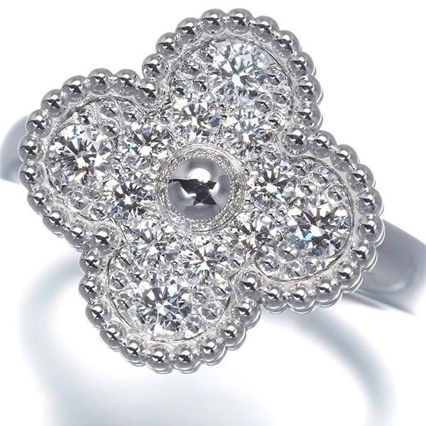 VAN CLEEF & ARPELS RING DIAMOND ALHAMBRA: Van Cleef & Arpels Ring Diamond Alhambra Brand: Van Cleef & Arpels Type: Ring Material: 18K / 750 / White Gold, Main Stone/Creation NATURAL Color: white gold Size: US 4.5 Accessories: None