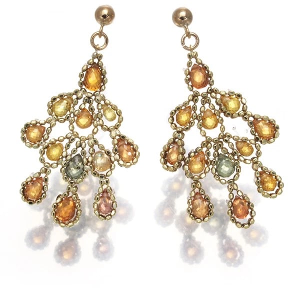 SAPPHIRE MILGRAIN BRIOLETTE-CUT CUT BALL BEAD EARRINGS: Sapphire Milgrain Briolette-cut Cut Ball Bead Earrings Brand: Unbranded Type: Earrings Material: 18K / 750 / Yellow Gold, Main Stone/Creation NATURAL Color: YEllow Gold Size: Design size: 30.8 x 17.5m