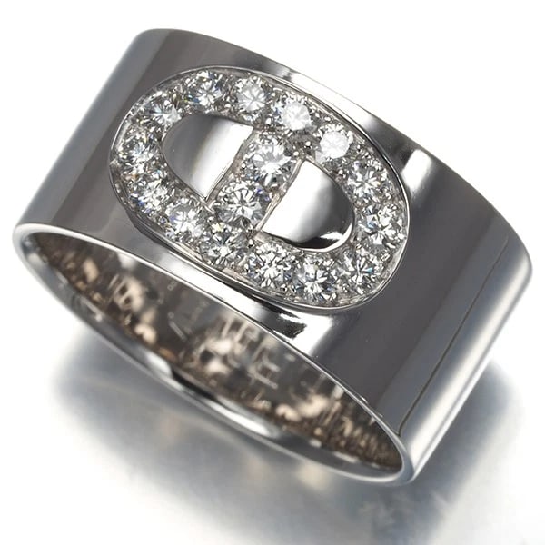 HERMES RING DIAMOND CHAINE 18K 750 WHITE GOLD: HERMES Ring Diamond Chaine 18K 750 White Gold Brand: HERMES Type: Ring Material: 18K / 750 / White Gold, Main Stone/Creation NATURAL Color: white gold Size: US 7.25 - 7.5 Accessories: None