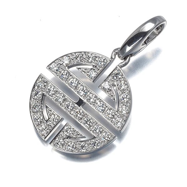 CARTIER PENDANT DIAMOND LONGEVITE CHARM: Cartier Pendant Diamond Longevite Charm Brand: Cartier Type: Pendant Material: 18K / 750 / White Gold, Main Stone/Creation NATURAL Color: white gold Size: Design size: 18.3 x 17.8mm Total length of th