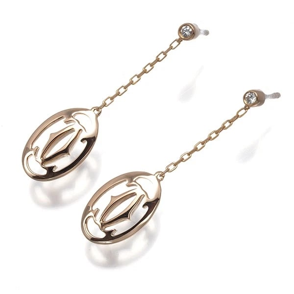 CARTIER EARRINGS DIAMOND 18K 750 ROSE GOLD: Cartier Earrings Diamond 18K 750 Rose Gold Brand: Cartier Type: Earrings Material: 18K / 750 / Rose Gold, Main Stone/Creation NATURAL Color: Rose Gold Size: Design size: 36.2 x 9.2mm Accessories: