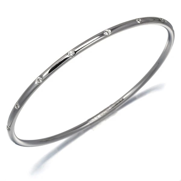 TIFFANY&CO. BRACELET DIAMOND BEZET BANGLE 18K: Tiffany&Co. Bracelet Diamond Bezet Bangle 18K Brand: Tiffany & Co. Type: Bracelet Material: 18K / 750 / White Gold, Main Stone/Creation Natural Color: White Gold Size: Inner circumference: 20cm Bracel
