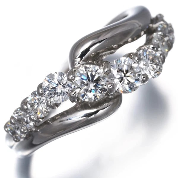 DIAMOND WAVE RING 900 PLATINUM - 2