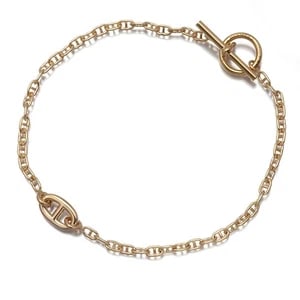 HERMES BRACELET CHAINE 18K 750 ROSE GOLD: HERMES Bracelet Chaine 18K 750 Rose Gold Brand: HERMES Type: Bracelet Material: 18K / 750 / Rose Gold, Color: Rose Gold Size: Inner circumference: 16cm Design width: 5.7mm Accessories: None
