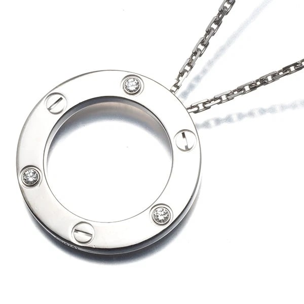 CARTIER NECKLACE DIAMOND LOVE CIRCLE 18K: Cartier Necklace Diamond Love Circle 18K Brand: Cartier Type: Necklace Material: 18K / 750 / White Gold, Main Stone/Creation Natural Color: White gold Size: Necklace length: 41cm Pendant size: Diamete