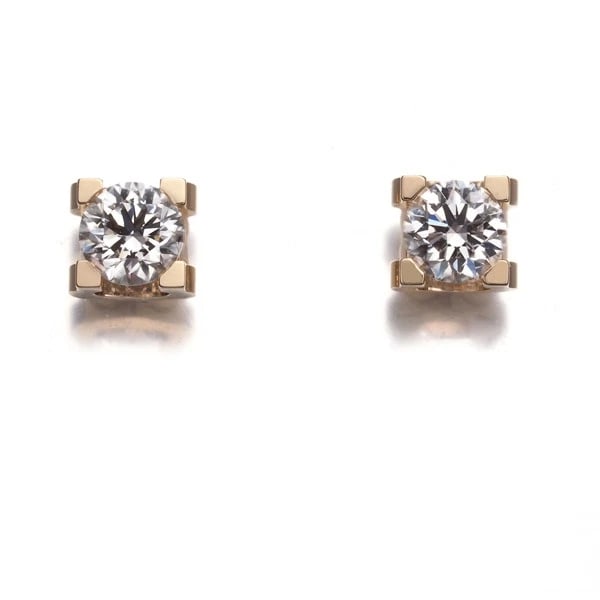 CARTIER EARRINGS DIAMOND SOLITAIRE 18K RG: Cartier Earrings Diamond Solitaire 18K RG Brand: Cartier Type: Earring Material: 18K / 750 / Rose Gold, Main Stone/Creation Natural Color: Rose Gold Size: Design size: 4.0 x 4.0mm Accessories: Non