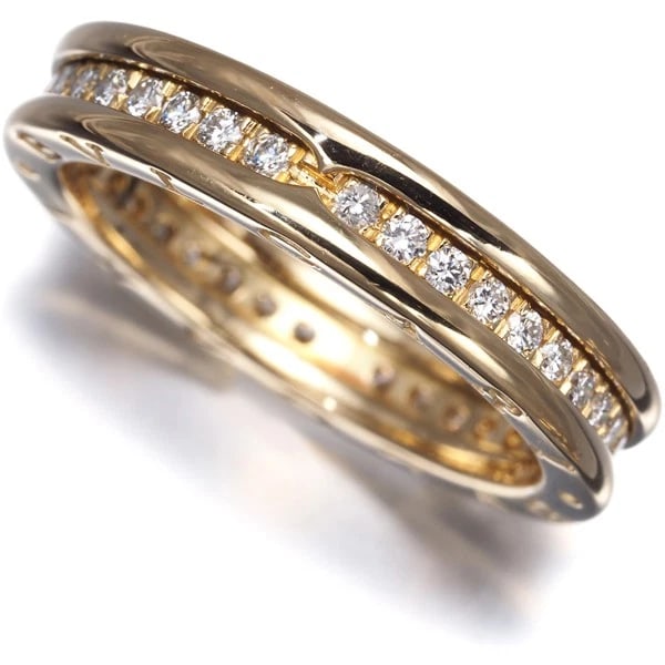 BVLGARI RING DIAMOND FULL ETERNITY 18K: BVLGARI Ring Diamond Full Eternity 18K Brand: BVLGARI Type: Ring Material: 18K / 750 / Yellow Gold, Main Stone/Creation Natural Color: Yellow Gold Size: US 9.25 - 9.5 Accessories: None Acc