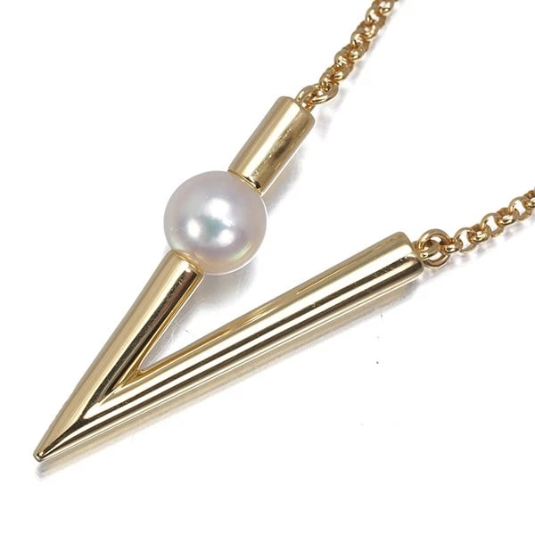 MIKIMOTO NECKLACE AKOYA PEARL VCORD SOLITAIRE: Mikimoto Necklace Akoya Pearl VCord Solitaire Brand: MIKIMOTO Type: Necklace Material: 18K YG, Main Stone/Creation Cultured Color: Yellow Gold Size: Necklace length: 68cm AdjUS table to short length w
