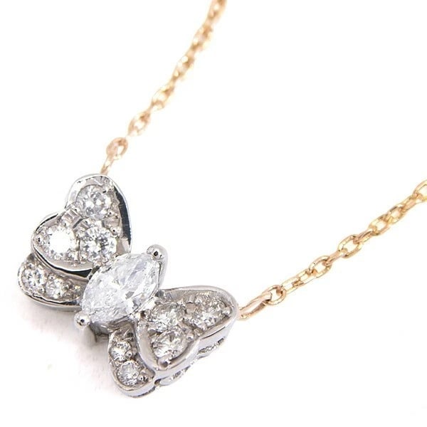 BUTTERFLY DIAMOND NECKLACE PT900 18K YELLOW GOLD: Butterfly Diamond Necklace PT900 18k Yellow Gold Brand: JEWELRY MAKI Type: Necklace Material: 18K Yellow Gold / Platinum, Main Stone/Creation Natural Color: Yellow Gold Platinum Size: Necklace Length 