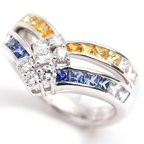 JEUNET SAPPHIRE DIAMOND RING 18K WHITE GOLD: Jeunet Sapphire Diamond Ring 18K White Gold Brand: Jeunet Type: Ring Material: 18K White Gold (750WG), Main Stone/Creation SapphireSecondary Stone: Diamond Color: White Gold Size: US 6 Accessories