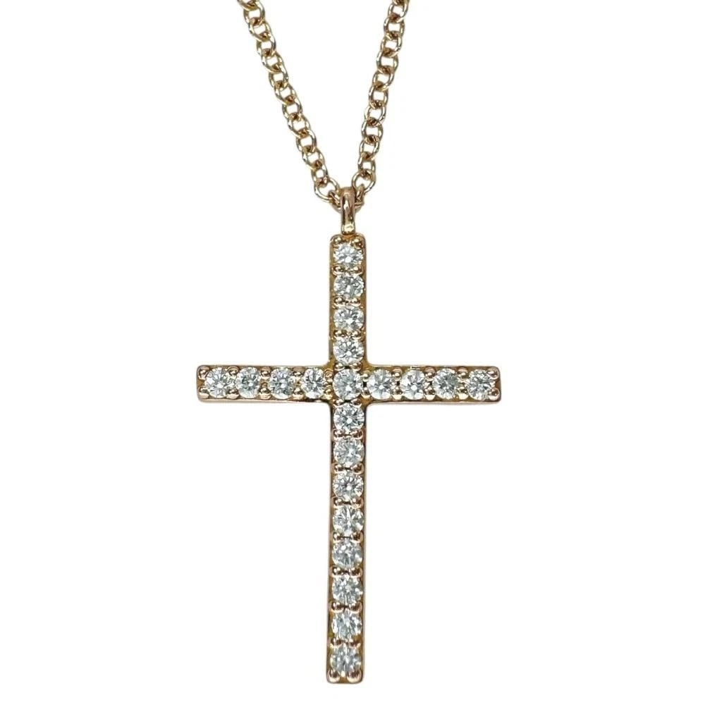 TIFFANY & CO. METRO CROSS DIAMOND NECKLACE 18K ROSE GOLD: Tiffany & Co. Metro Cross Diamond Necklace 18K Rose Gold Brand: Tiffany & Co. Type: Necklace Material: 18K Rose Gold, Main Stone/Creation Natural Color: Rose Gold Size: Approx. 0.76 in × 0.47 in × 0