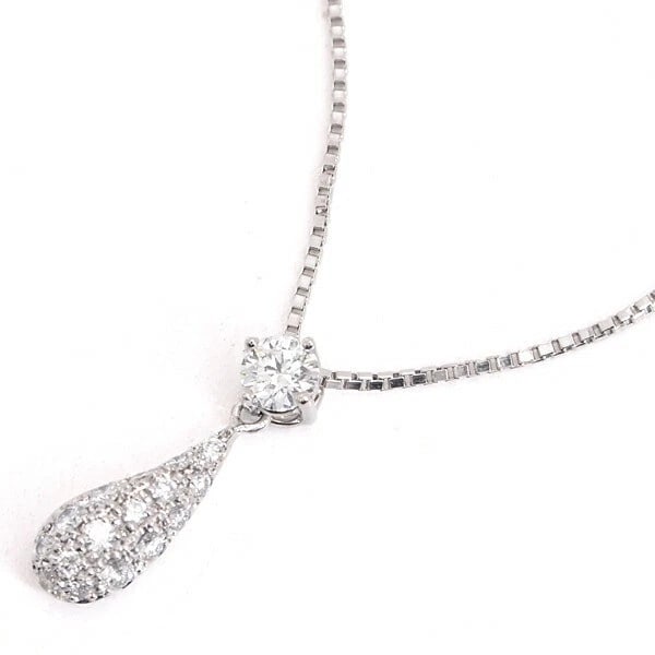 DROP DIAMOND NECKLACEPT850 PT900: Drop Diamond NecklacePT850 PT900 Brand: HOSHI no SUNA Type: Necklace Material: (PT850 / PT900), Main Stone/Creation Natural Color: Platinum Size: Length Approx. 17.7 inches (AdjUS table in 2 steps) / 