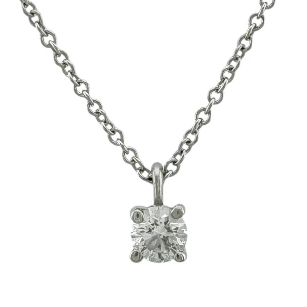 TIFFANY & CO SOLITAIRE DIAMOND NECKLACE PT950: Tiffany & Co Solitaire Diamond Necklace Pt950 Brand: Tiffany & Co. Type: Necklace Material: Platinum950, Main Stone/Creation Natural Color: Platinum Size: Approx. 0.14 in × 0.26 in (3.5 mm × 6.5 mm)