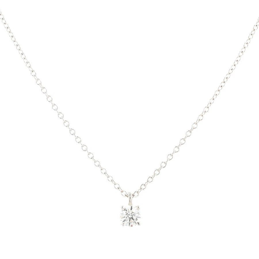 TIFFANY & CO. SOLITAIRE DIAMOND NECKLACE PT950: Tiffany & Co. Solitaire Diamond Necklace Pt950 Brand: Tiffany & Co. Type: Necklace Material: Platinum950, Main Stone/Creation Natural Color: Platinum Size: Length: approx. 42 cm (16.54 in) Pendant Siz