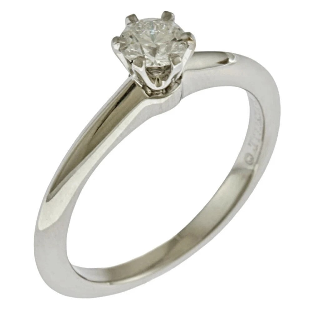 TIFFANY & CO. SOLITAIRE BRIDAL DIAMOND RING PT950: Tiffany & Co. Solitaire Bridal Diamond Ring Pt950 Brand: Tiffany & Co. Type: Ring Material: Platinum 950, Main Stone/Creation natural Color: Silver Size: US 3.75 Accessories: None Accessor
