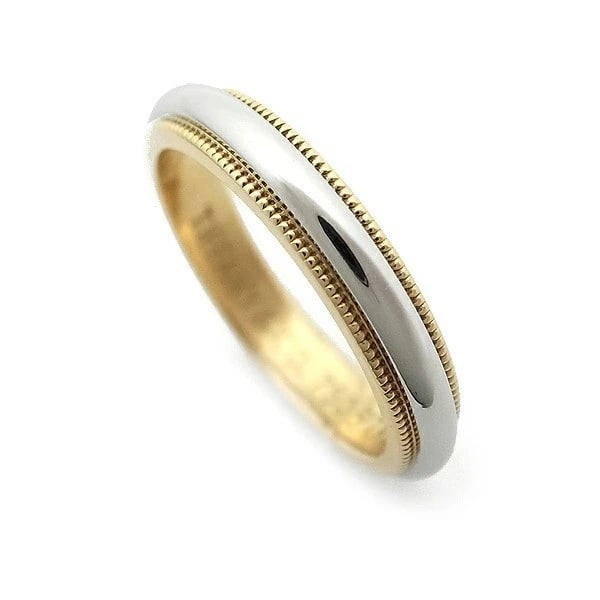 TIFFANY & CO. MILGRAIN BAND RING PT950 K18 YELLOW GOLD: Tiffany & Co. Milgrain Band Ring Pt950 K18 Yellow Gold Brand: Tiffany & Co. Type: Ring Material: Platinum950 750 Yellow Gold, Color: Silver Size: US : 5 Accessories: None Accessories Notic