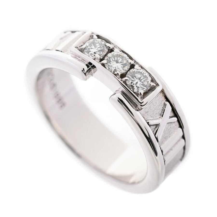 TIFFANY & CO. ATLAS RING K18 WHITE GOLD: Tiffany & Co. Atlas Ring K18 White Gold Brand: Tiffany & Co. Type: Ring Material: 750 White Gold, Main Stone/Creation Natural Color: White Gold Size: US : 4.5 Accessories: None Accessories