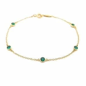 TIFFANY & CO. 750 YELLOW GOLD BRACELET EMERALD: Tiffany & Co. 750 Yellow Gold Bracelet Emerald Brand: Tiffany & Co. Type: Bracelet Material: 750 Yellow Gold, Main Stone/Creation Emerald Color: Yellow Gold Size: Total Length: 6.69 in (17 cm) Inner C