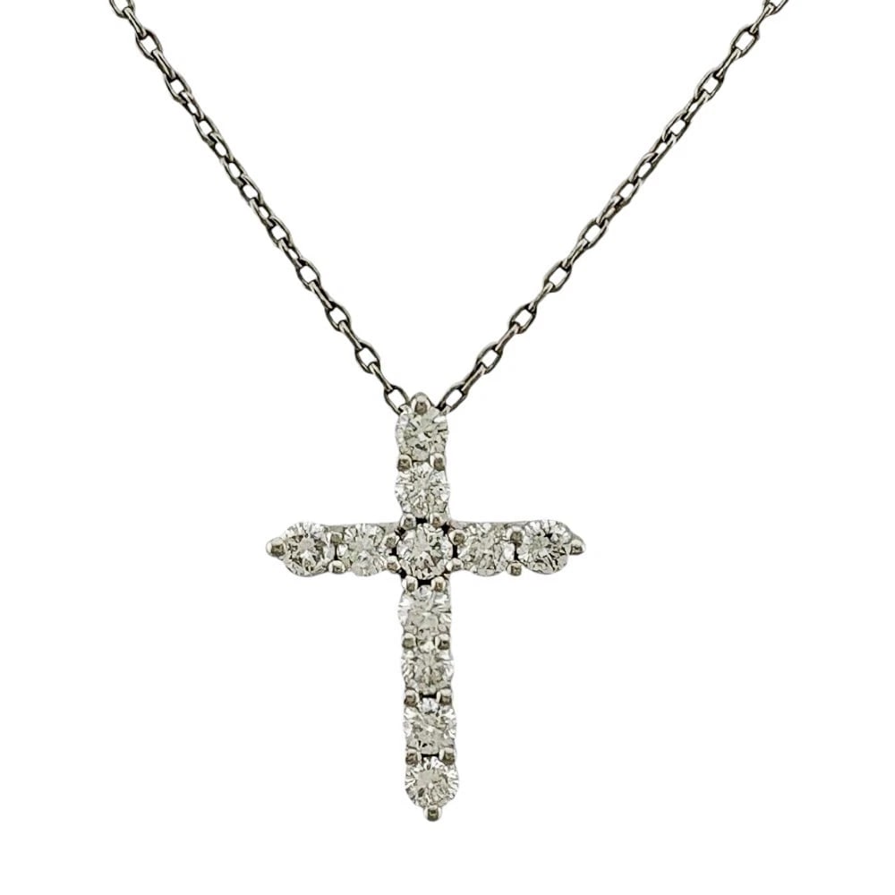 TIFFANY & CO. CROSS PT950 DIAMOND NECKLACE: Tiffany & Co. Cross Pt950 Diamond Necklace Brand: Tiffany & Co. Type: Necklace Material: Platinum950, Main Stone/Creation Natural Color: Silver Size: Length: Approx. 17.7 inches (45 cm, including pend