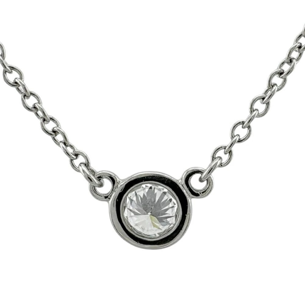 TIFFANY & CO. BY THE YARD PT950 DIAMOND NECKLACE: Tiffany & Co. By the Yard Pt950 Diamond Necklace Brand: Tiffany & Co. Type: Necklace Material: Platinum950, Main Stone/Creation Natural Color: Silver Size: Length: Approx. 41 cm (16 inches, including 