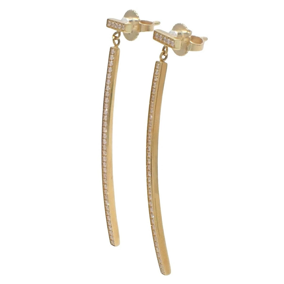 TIFFANY & CO T BAR EARRINGS 18K YELLOW GOLD DIAMOND: Tiffany & Co T Bar Earrings 18K Yellow Gold Diamond Brand: Tiffany & Co. Type: Earrings Material: 750 Yellow Gold, Main Stone/Creation Natural Color: Gold Size: Approx. 1.65 in (4.2 cm) length Width: 