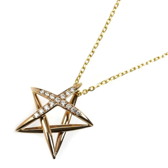MIKIMOTO STAR DIAMOND NECKLACE K18 YG/PG: Mikimoto Star Diamond Necklace K18 YG/PG Brand: Mikimoto Type: Necklace Material: K18 Yellow Gold (AU750) Chain / K18 Pink Gold (AU750) Pendant, Main Stone/Creation Natural Color: Yellow GoldPink Gold