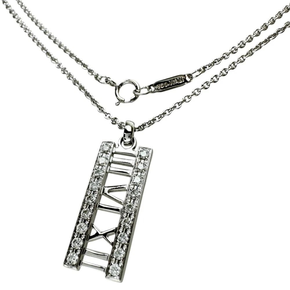 TIFFANY & CO. ATLAS DIAMOND NECKLACE 18K WHITE GOLD: Tiffany & Co. Atlas Diamond Necklace 18K White Gold Brand: Tiffany & Co. Type: Necklace Material: 18k White Gold, Main Stone/Creation Natural Color: White Gold Size: Length: Approx. 17.52 in (44.5 cm)
