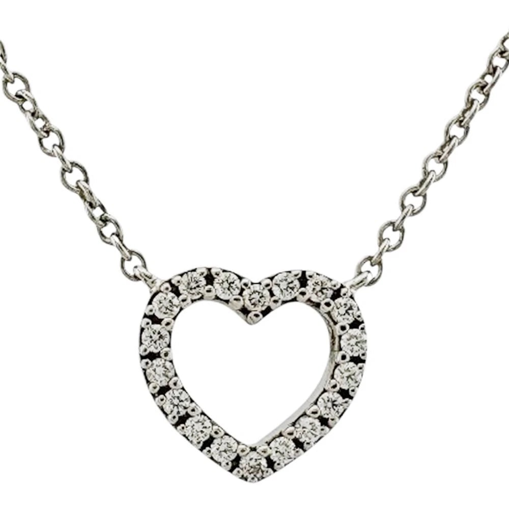 TIFFANY & CO. METRO HEART DIAMOND NECKLACE 18K WHITE GOLD: Tiffany & Co. Metro Heart Diamond Necklace 18K White Gold Brand: Tiffany & Co. Type: Necklace Material: 18k White Gold, Main Stone/Creation Natural Color: White Gold Size: Approx. 41 cm (16 inches) Ch