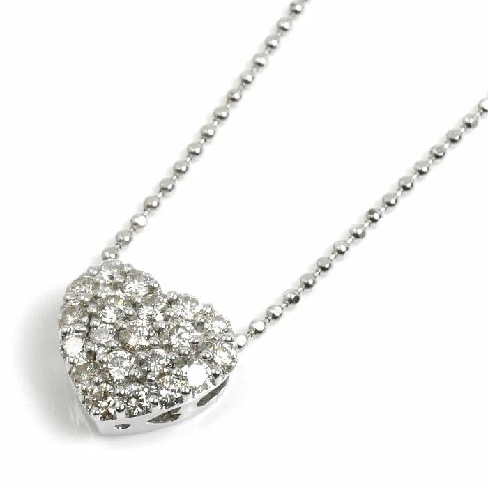 PONTE VECCHIO DIAMOND HEART NECKLACE K18 WHITE GOLD: Ponte Vecchio Diamond Heart Necklace K18 White Gold Brand: Ponte Vecchio Type: Necklace Material: 18k White Gold, Main Stone/Creation Natural Color: White Gold Size: Chain Length: Approx. 15.75 in Adj