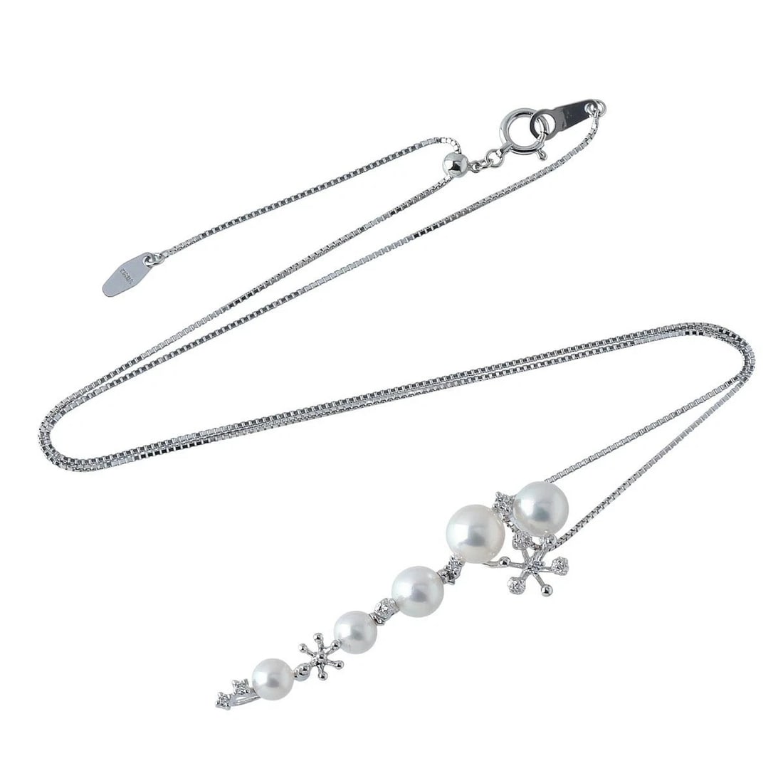 TASAKI AKOYA PEARL DIAMOND NECKLACE K18 WHITE GOLD: TASAKI Akoya Pearl Diamond Necklace K18 White Gold Brand: TASAKI Type: Necklace Material: 18k White Gold, Main Stone/Creation Akoya PearlSecondary Stone: Diamond Color: White Gold Size: Pearl Size: 4.
