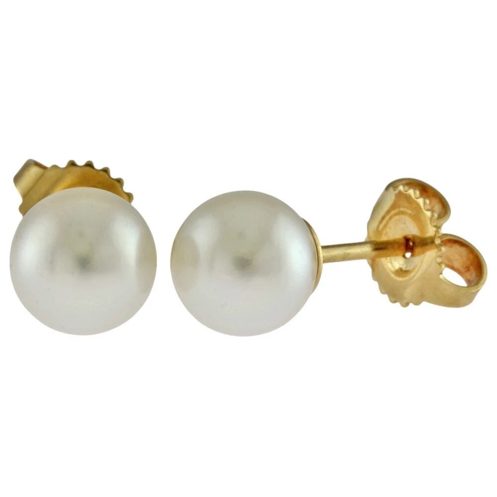 TIFFANY & CO. 18K YELLOW GOLD AKOYA PEARL STUD EARRINGS: Tiffany & Co. 18K Yellow Gold Akoya Pearl Stud Earrings Brand: Tiffany & Co. Type: Stud Earrings Material: 18k Yellow Gold, Main Stone/Creation Akoya Pearl Color: Yellow Gold Size: Size: Approx. 6.5 m