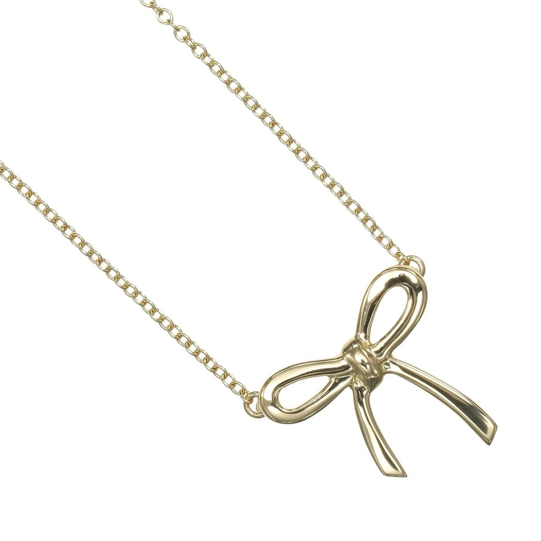 TIFFANY & CO. RIBBON NECKLACE K18 YELLOW GOLD: Tiffany & Co. Ribbon Necklace K18 Yellow Gold Brand: Tiffany & Co. Type: Necklace Material: 18k Yellow Gold, Color: Yellow Gold Size: Approx. 15.75 in (40 cm) Pendant Size: Approx. 0.58 in (W) × 0.56