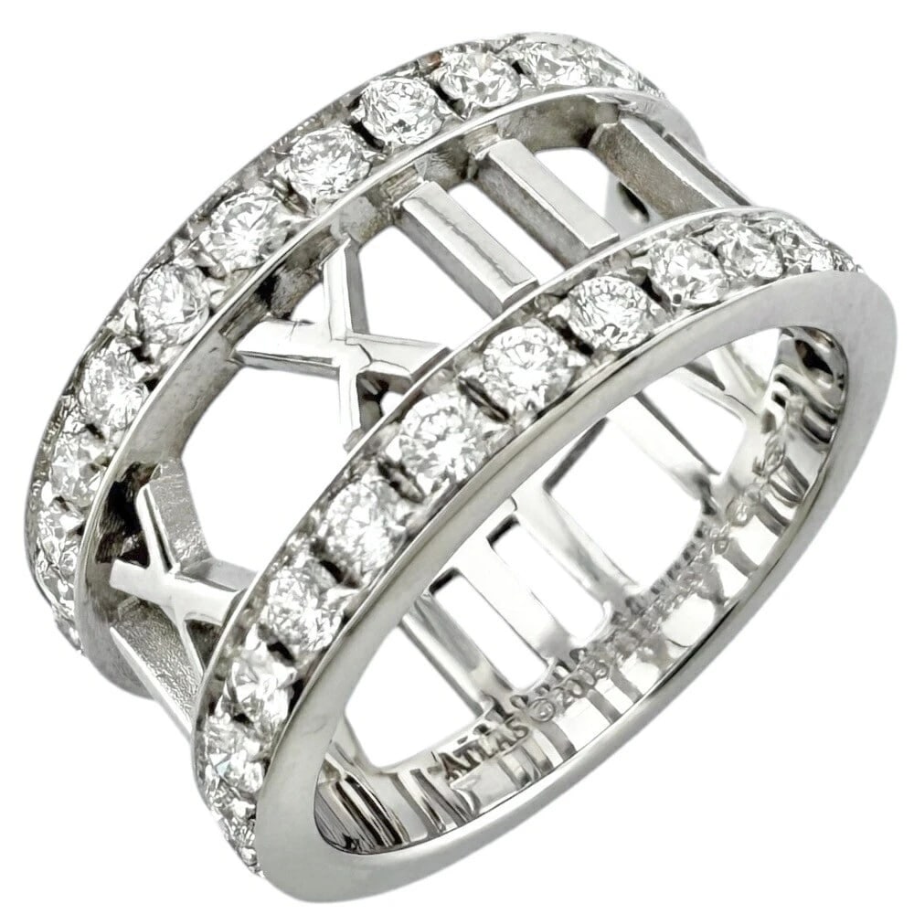 TIFFANY & CO ATLAS DIAMOND RING 18K WHITE GOLD: Tiffany & Co Atlas Diamond Ring 18K White Gold Brand: Tiffany & Co. Type: Ring Material: 18k White Gold, Main Stone/Creation Natural Color: White Gold Size: US : 4.25 Accessories: None Acc