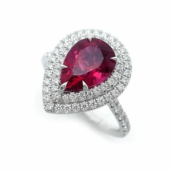 TIFFANY & CO. SOLESTE RUBELLITE & DOUBLE HALO DIAMOND RING (1 of 2)