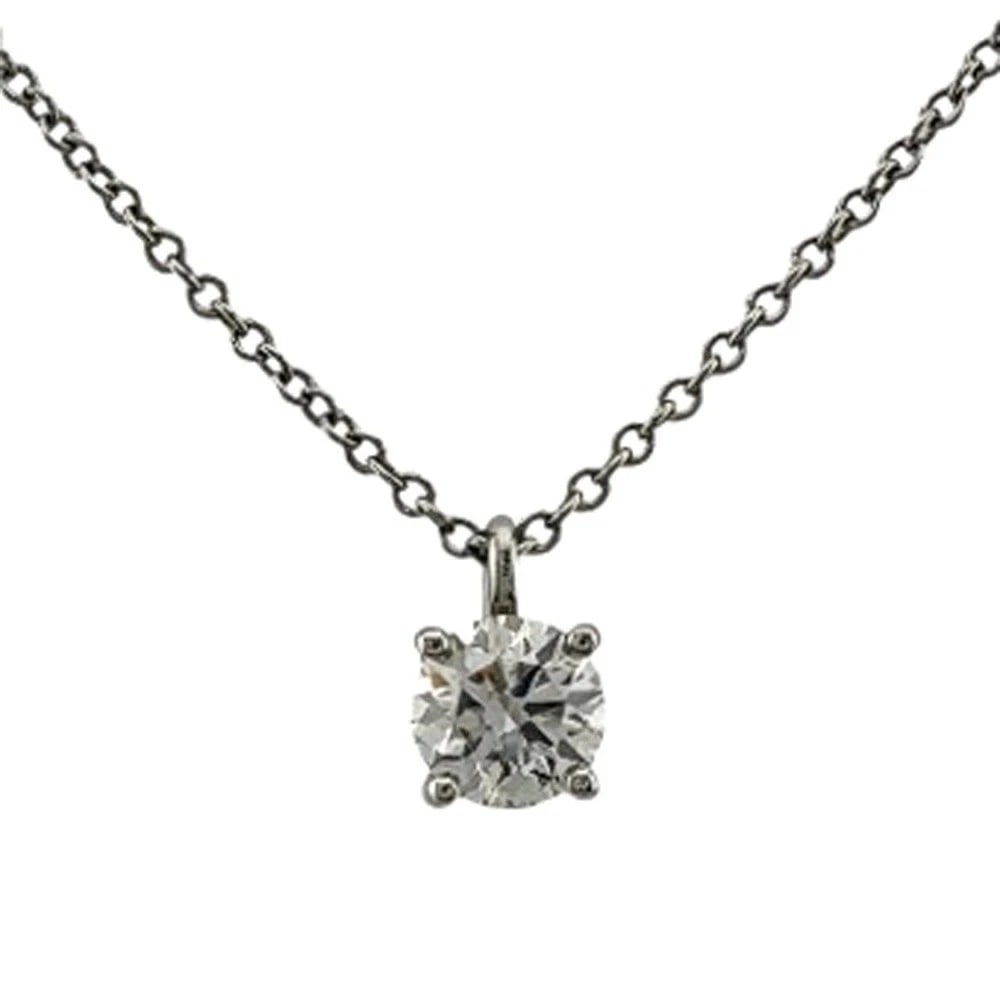 TIFFANY & CO. SOLITAIRE DIAMOND NECKLACE PT950: Tiffany & Co. Solitaire Diamond Necklace Pt950 Brand: Tiffany & Co. Type: Necklace Material: Platinum950, Main Stone/Creation Natural Color: Platinum Size: Length: Approx. 16.3 inches (41.5 cm) Chain 