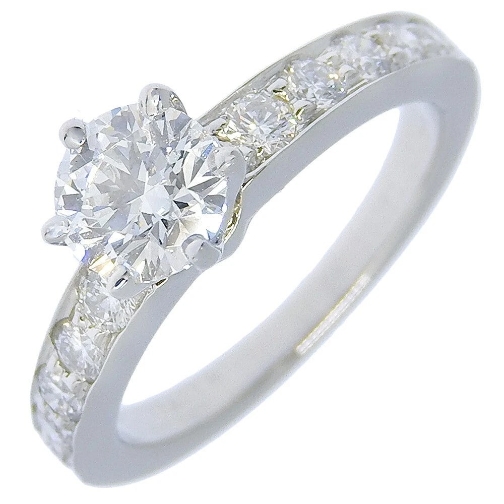 TIFFANY & CO. SOLITAIRE HALF ETERNITY RING PT950: Tiffany & Co. Solitaire Half Eternity Ring Pt950 Brand: Tiffany & Co. Type: Ring Material: Platinum950, Main Stone/Creation Natural Color: Platinum Size: US 3 Accessories: None Accessories