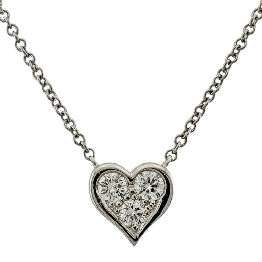 TIFFANY & CO. SENTIMENTAL HEART PT950 DIAMOND NECKLACE: Tiffany & Co. Sentimental Heart Pt950 Diamond Necklace Brand: Tiffany & Co. Type: Necklace Material: Platinum950, Main Stone/Creation Natural Color: Silver Size: Necklace Length: Approx. 16.1 inches (