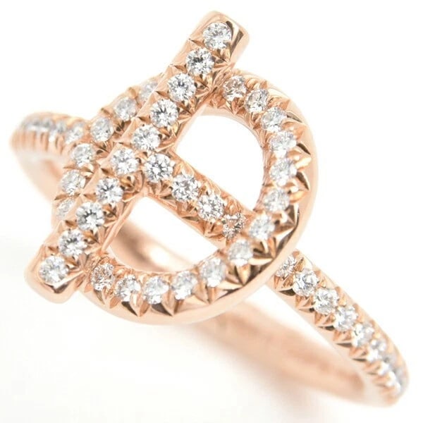 HERMES ECHAPPE DIAMOND RING 18K ROSE GOLD: Hermes Echappe Diamond Ring 18K Rose Gold Brand: HERMÈS Type: Ring Material: 18k Pink Gold, Main Stone/Creation Natural Color: Pink Gold Size: US 6.25–6.5 Accessories: None Accessories Not